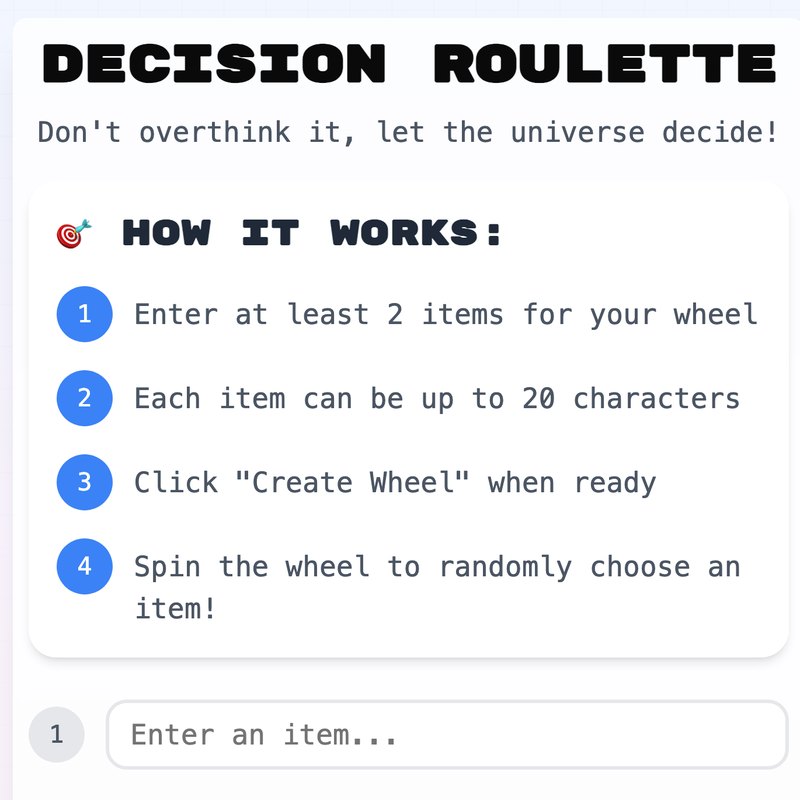 Decision Roulette app