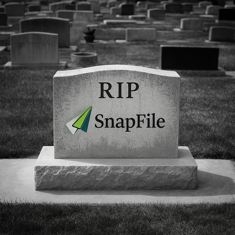 A gravestone that reads RIP SnapFile