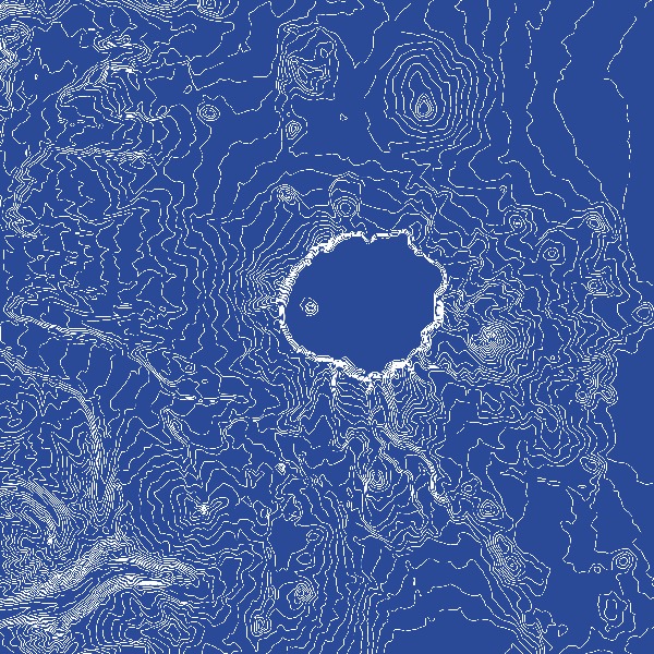 Crater Lake topographic map art rendered by Sequoia Studio